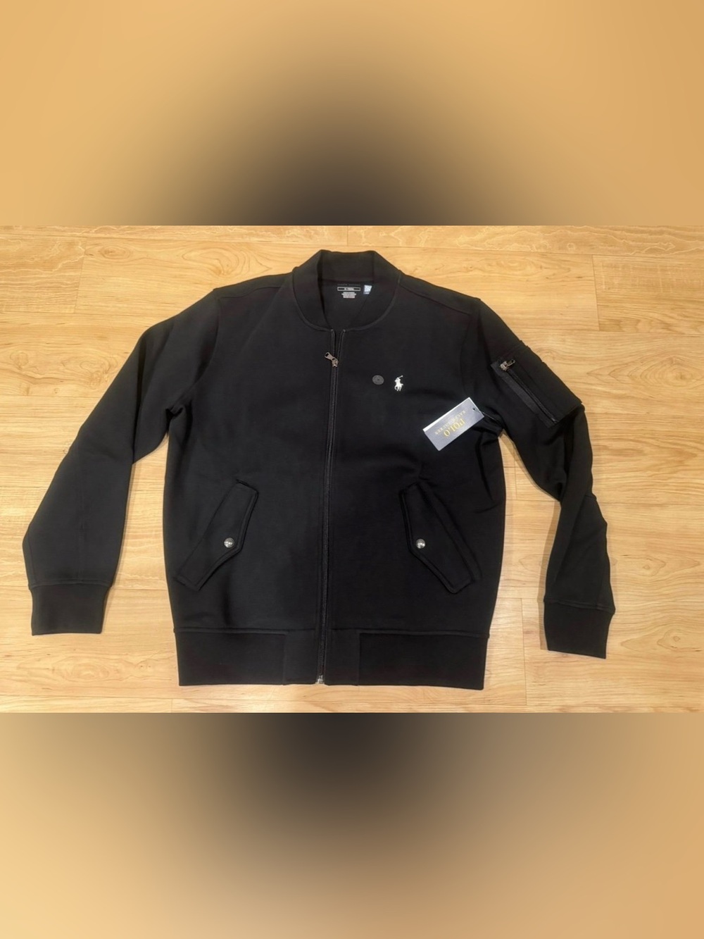 Polo Ralph Lauren Men’s Double Knit Tech Fleece Bomber Flight Jacket Black S-M